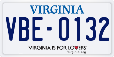 VA license plate VBE0132