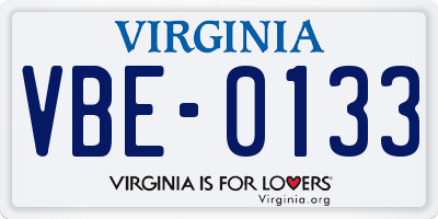VA license plate VBE0133