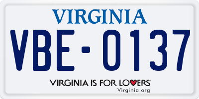 VA license plate VBE0137