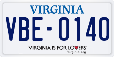 VA license plate VBE0140