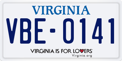 VA license plate VBE0141