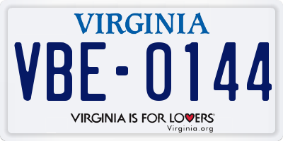 VA license plate VBE0144