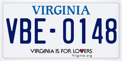 VA license plate VBE0148