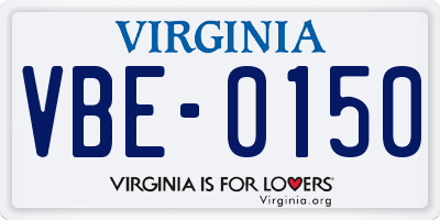 VA license plate VBE0150