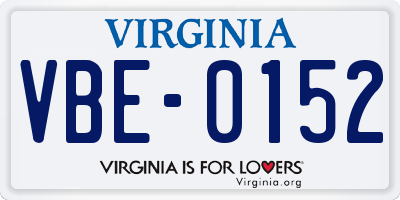 VA license plate VBE0152