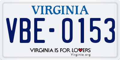 VA license plate VBE0153