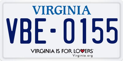 VA license plate VBE0155