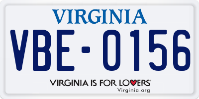 VA license plate VBE0156