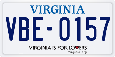VA license plate VBE0157
