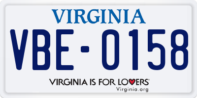 VA license plate VBE0158