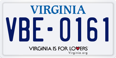 VA license plate VBE0161