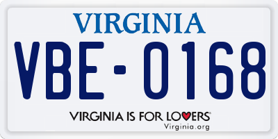 VA license plate VBE0168