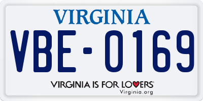 VA license plate VBE0169