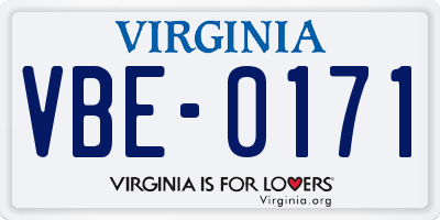 VA license plate VBE0171