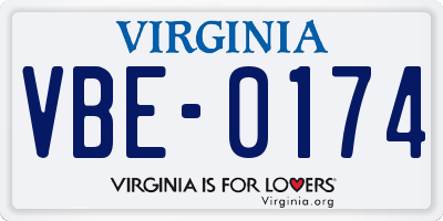VA license plate VBE0174