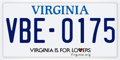 VA license plate VBE0175
