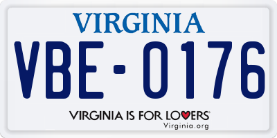 VA license plate VBE0176