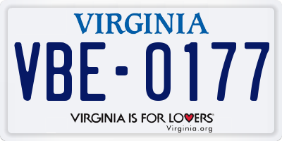 VA license plate VBE0177