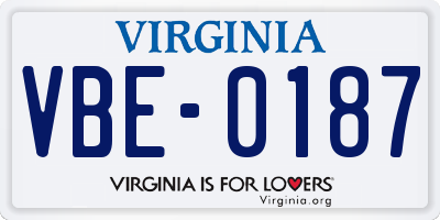 VA license plate VBE0187