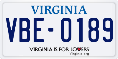 VA license plate VBE0189