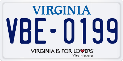 VA license plate VBE0199