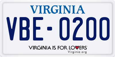 VA license plate VBE0200