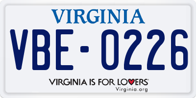 VA license plate VBE0226