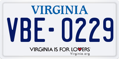 VA license plate VBE0229