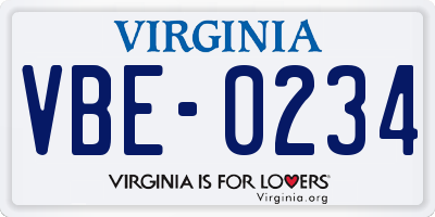 VA license plate VBE0234