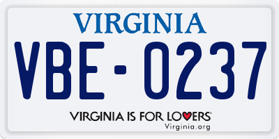 VA license plate VBE0237