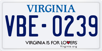 VA license plate VBE0239