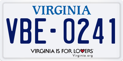 VA license plate VBE0241