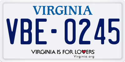 VA license plate VBE0245