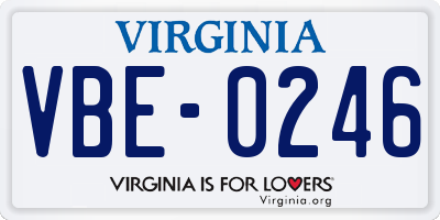 VA license plate VBE0246