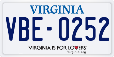VA license plate VBE0252
