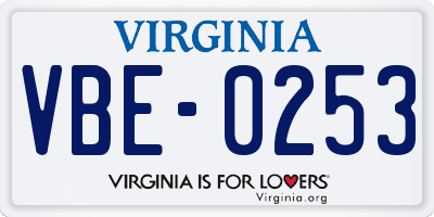 VA license plate VBE0253