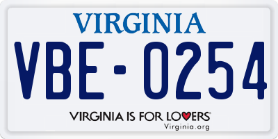 VA license plate VBE0254