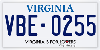 VA license plate VBE0255