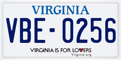 VA license plate VBE0256