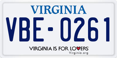 VA license plate VBE0261