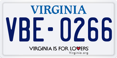 VA license plate VBE0266
