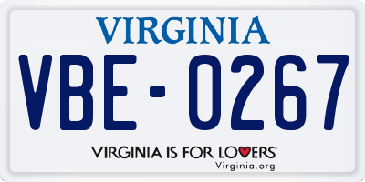 VA license plate VBE0267