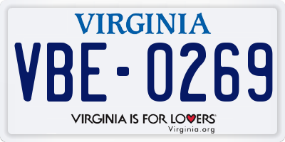 VA license plate VBE0269