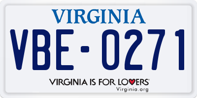 VA license plate VBE0271
