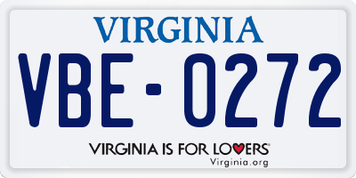 VA license plate VBE0272