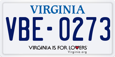 VA license plate VBE0273