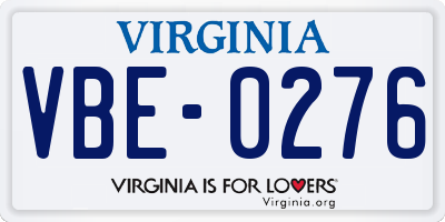 VA license plate VBE0276