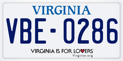 VA license plate VBE0286