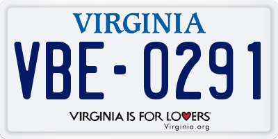 VA license plate VBE0291