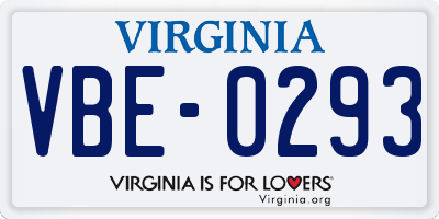 VA license plate VBE0293